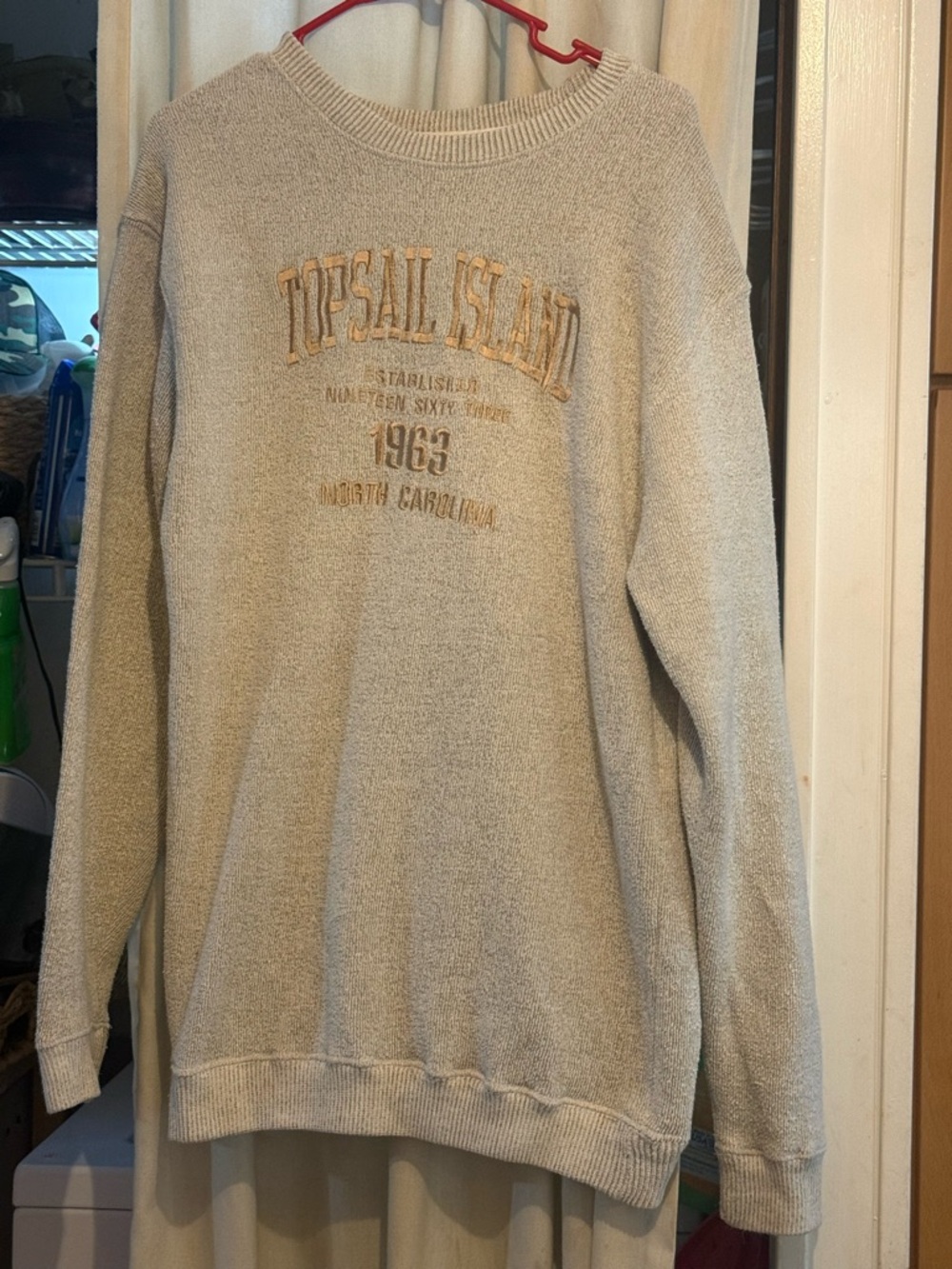 Embroidered Crewneck Sweater - Light Beige